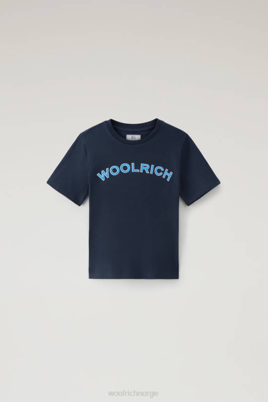 b varsity logo-t-skjorte i ren bomull melton blå gutter Woolrich klær 8PBN881