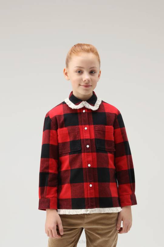 g flanell buffalo rutete overskjorte med frynser rød bøffel jenter Woolrich klær 8PBN916
