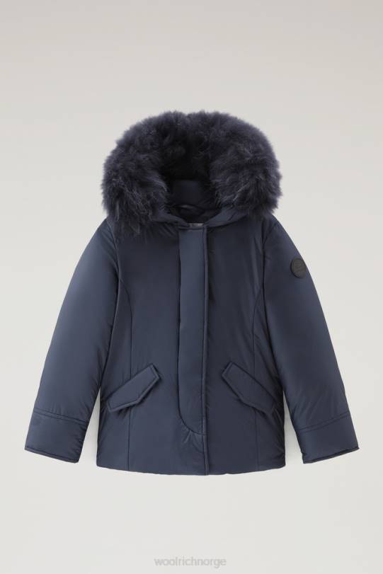 g kort arktisk parkas med kashmirpels melton blå jenter Woolrich klær 8PBN924