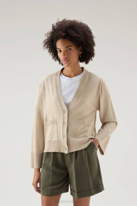 cardigan i kashmirblanding av bomull beige melange kvinner Woolrich klær 8PBN113