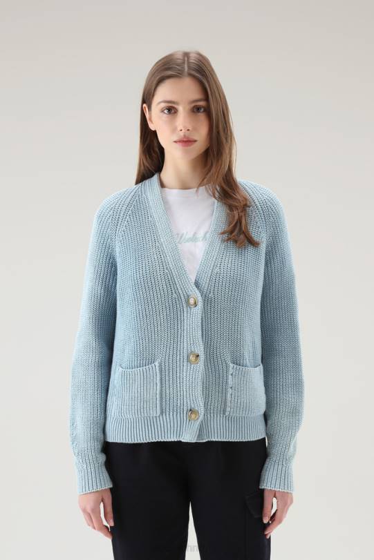 cardigan i ren organisk med naturlig plagg-farge finish blek indigo kvinner Woolrich klær 8PBN86