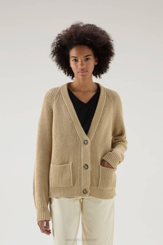 cardigan i ren organisk med naturlig plagg-farge finish melkeaktig krem kvinner Woolrich klær 8PBN93