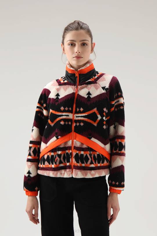 sherpajakke i ullblanding med jacquard-utførelse svart kvinner Woolrich klær 8PBN265
