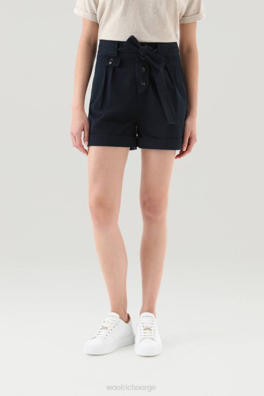 plaggfarget shorts i stretch bomullstwill melton blå kvinner Woolrich klær 8PBN169