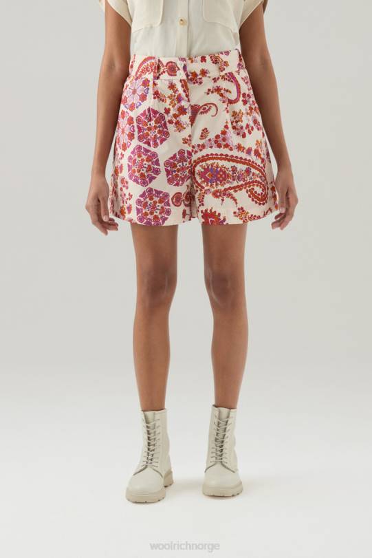 printede shorts i ren bomullspoplin marine scarlet paisley kvinner Woolrich klær 8PBN174