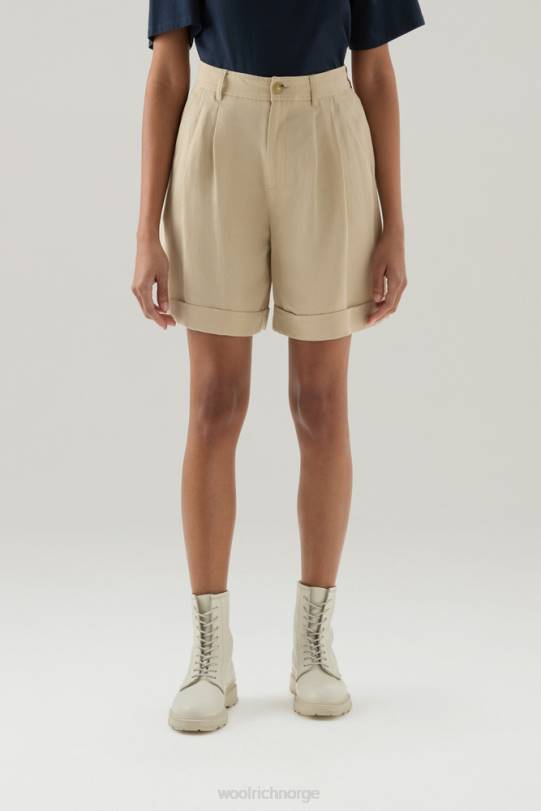 shorts i linblanding med lommer fjær beige kvinner Woolrich klær 8PBN162