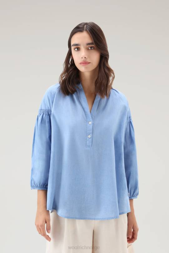 bluse i ren bomull chambray blek indigo kvinner Woolrich klær 8PBN17
