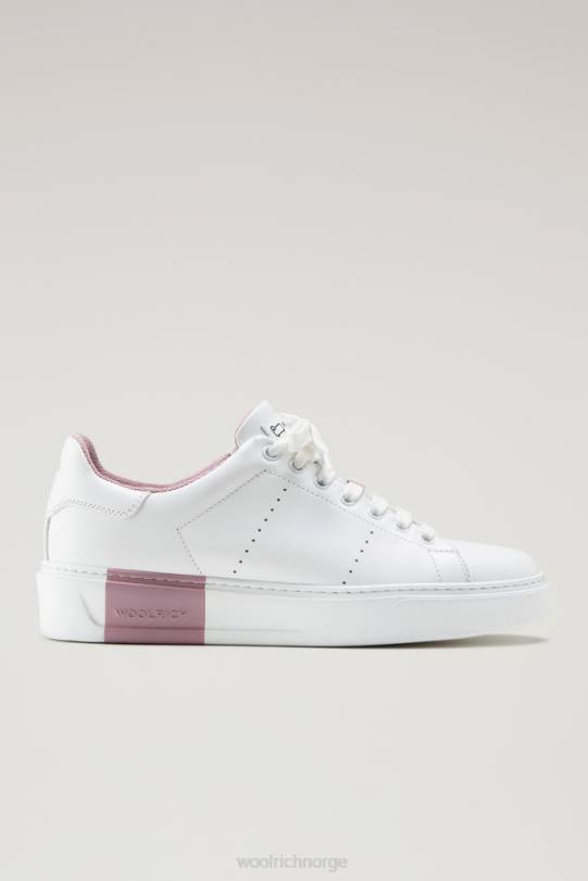 klassiske banesneakers i mykt skinn med kontrastfôr hvit rose kvinner Woolrich fottøy 8PBN201