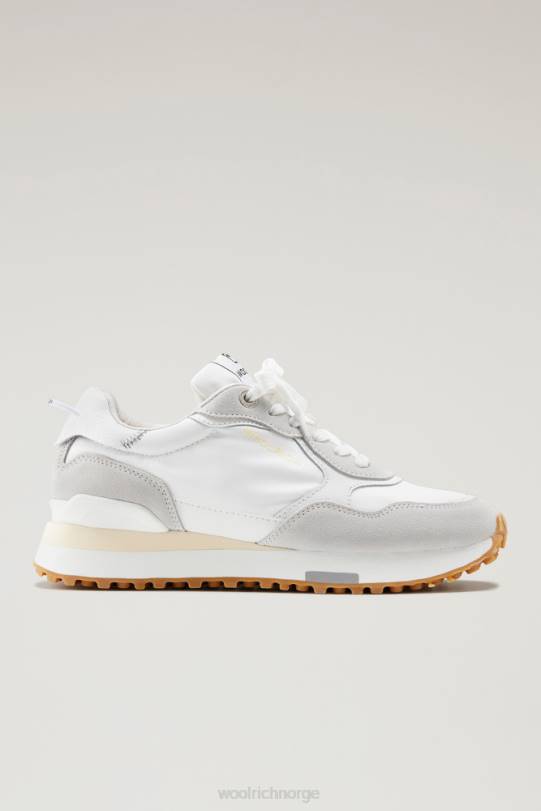 retro sneakers i skinn med nylondetaljer hvit hvit kvinner Woolrich fottøy 8PBN182