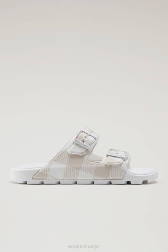 rutete sandaler i vegansk skinn med dobbel spenne sjekk hvit off white kvinner Woolrich fottøy 8PBN193