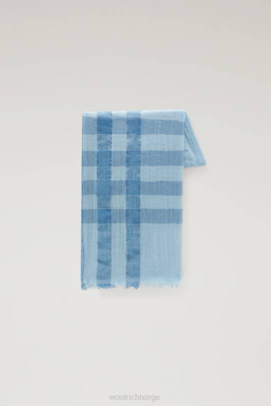 lett rutet skjerf i linblanding blek indigo bøffel kvinner Woolrich tilbehør 8PBN144