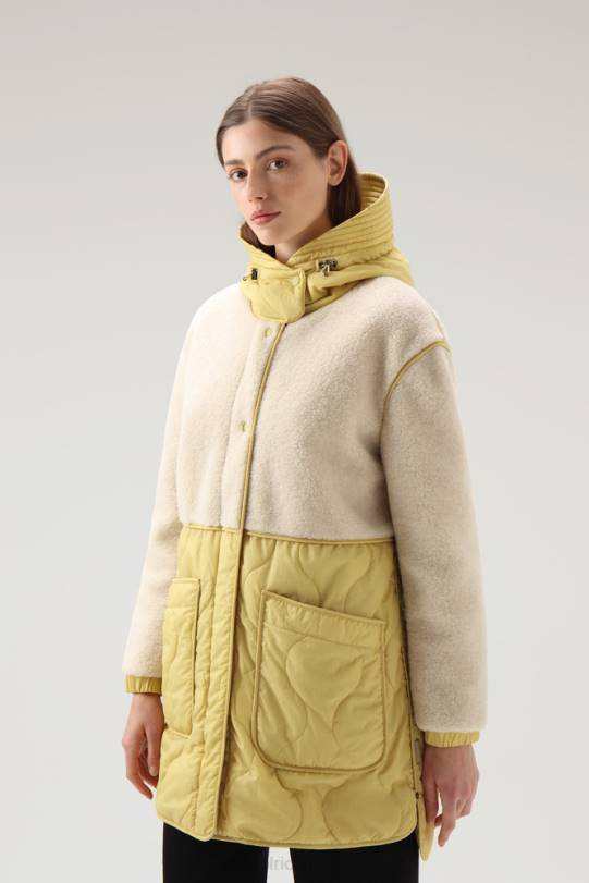 alba parka i crinkle nylon og sherpa høste gul kvinner Woolrich klær 8PBN318