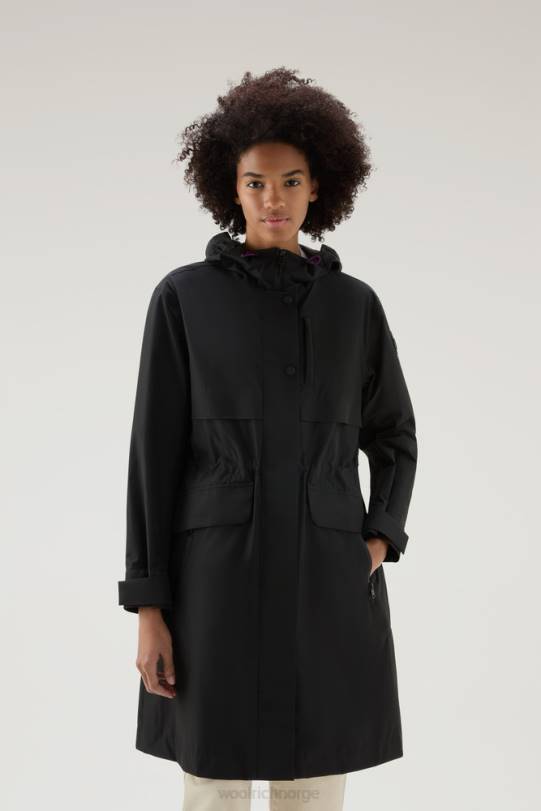 lang parkas med hette i gore-tex infinium svart kvinner Woolrich klær 8PBN57
