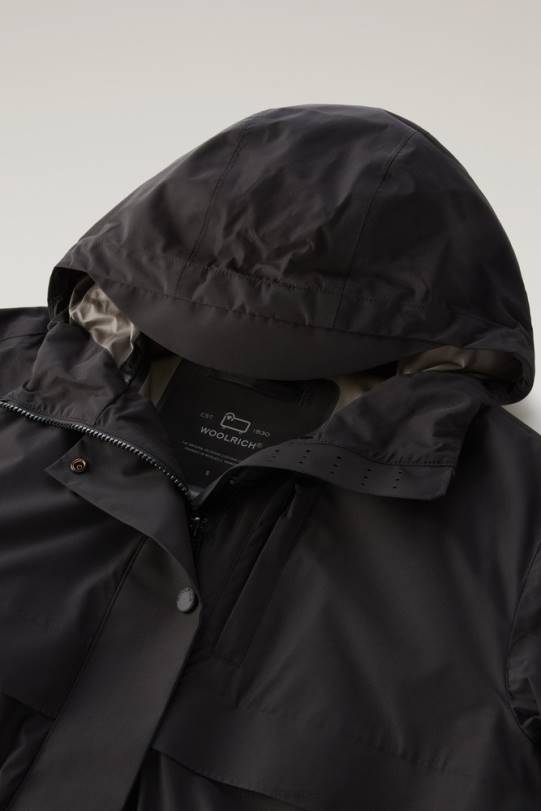 lang parkas med hette i gore-tex infinium svart kvinner Woolrich klær 8PBN57