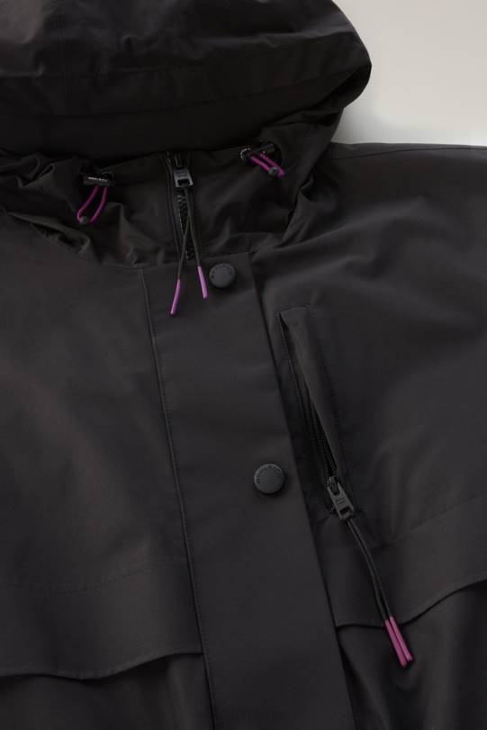lang parkas med hette i gore-tex infinium svart kvinner Woolrich klær 8PBN57