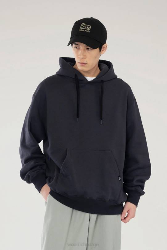 fjellhettegenser i en blanding av bomullsfleece og cordura nylon kull menn Woolrich klær 8PBN535