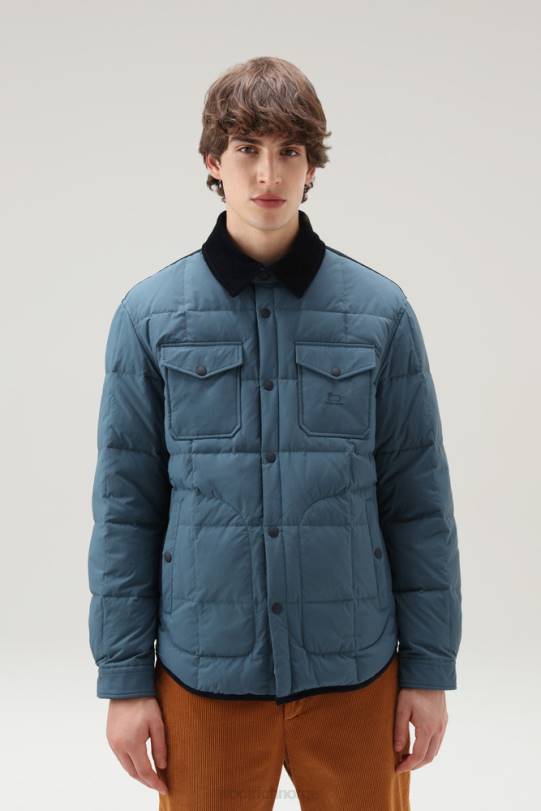 polstret heritage terreng overskjorte i taslan nylon blå innsjø menn Woolrich klær 8PBN661