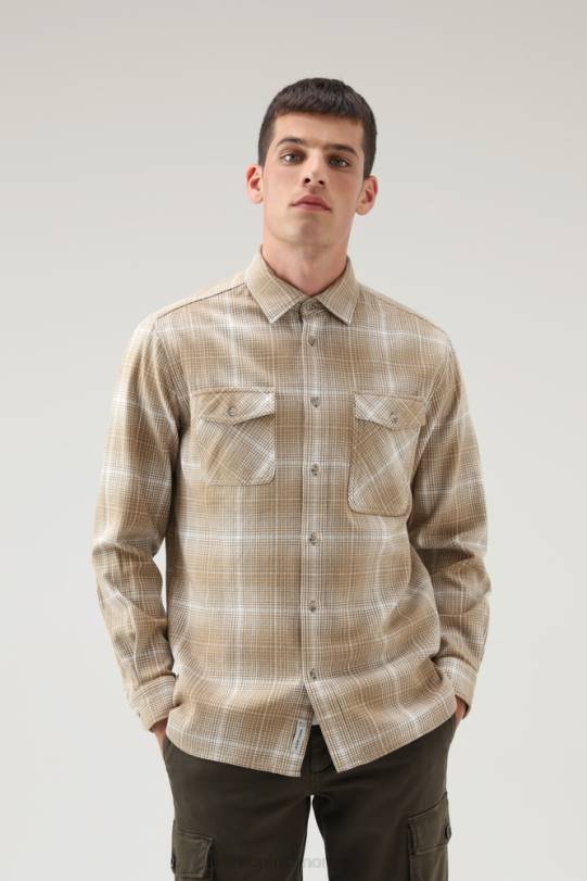 cruiser flanell rutete skjorte gull khaki sjekk menn Woolrich klær 8PBN735