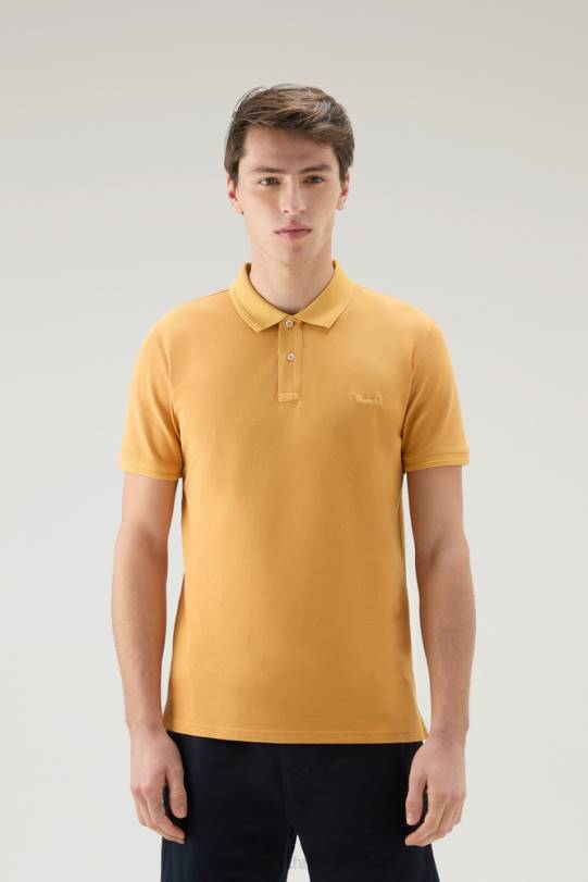 mackinack polo i plaggfarget stretch bomullspiquet branngul menn Woolrich klær 8PBN794