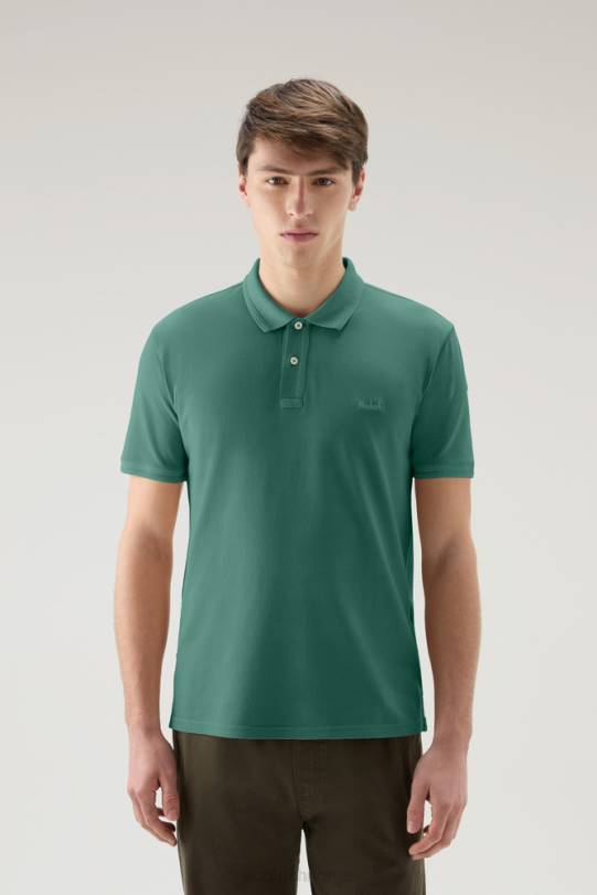mackinack polo i plaggfarget stretch bomullspiquet eviggrønne menn Woolrich klær 8PBN792