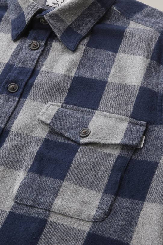 oxbow flanell rutete skjorte gråmelert bøffel menn Woolrich klær 8PBN648