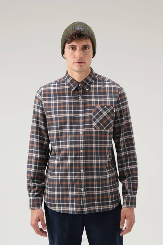 rutete skjorte i ullblanding flanell brun rute menn Woolrich klær 8PBN699