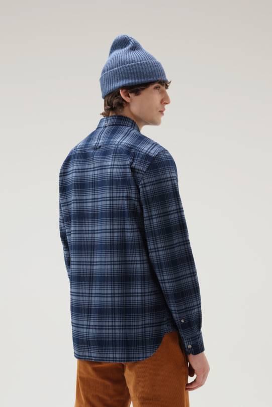 tradisjonell rutete skjorte i flanell blåjakt menn Woolrich klær 8PBN644