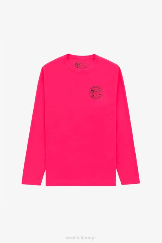 langermet ytelse ørret-t-skjorte med front og bak print-siktet leon dore fucsia menn Woolrich klær 8PBN808