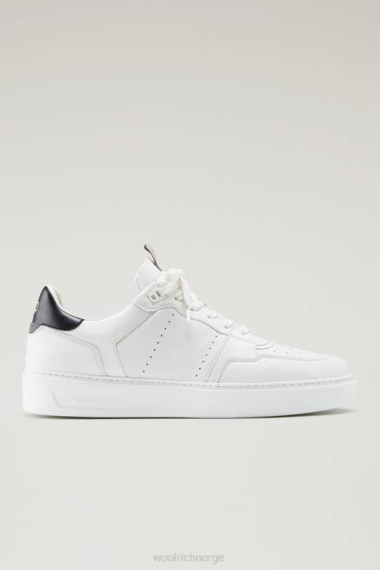 klassiske kurvsneakers i mykt skinn hvit svart menn Woolrich fottøy 8PBN631