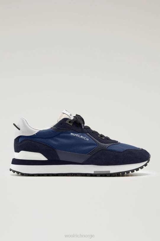 retro sneakers i skinn med nylondetaljer blå blå menn Woolrich fottøy 8PBN634