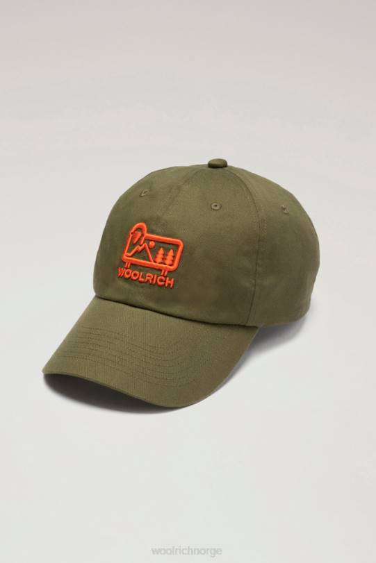 logo baseballcaps i ren bomullstwill kaki menn Woolrich tilbehør 8PBN412