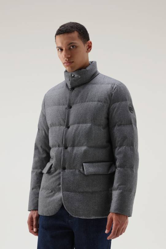 luksus blazer i vitale barberis canonico ull middels gråmelert menn Woolrich klær 8PBN746