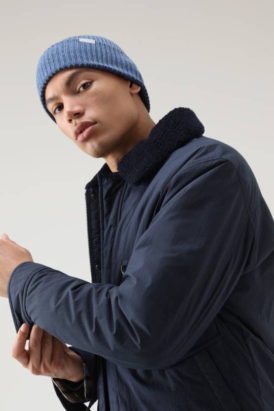 ripstop trucker-jakke med fôr i sherpaull melton blå menn Woolrich klær 8PBN649
