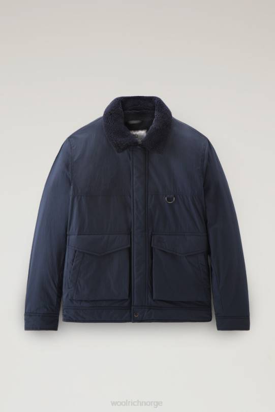 ripstop trucker-jakke med fôr i sherpaull melton blå menn Woolrich klær 8PBN649