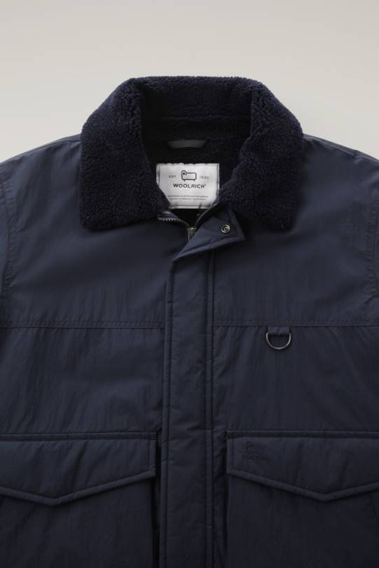 ripstop trucker-jakke med fôr i sherpaull melton blå menn Woolrich klær 8PBN649