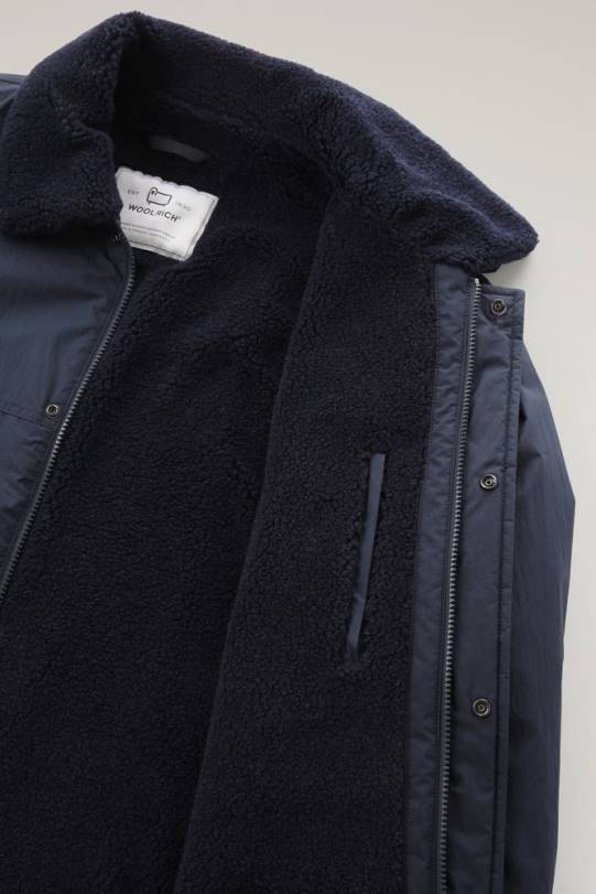 ripstop trucker-jakke med fôr i sherpaull melton blå menn Woolrich klær 8PBN649