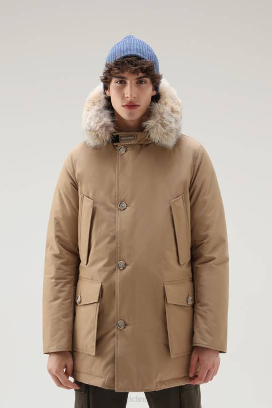 arktisk parkas i ramarduk med avtakbar pelskant gull khaki menn Woolrich klær 8PBN858
