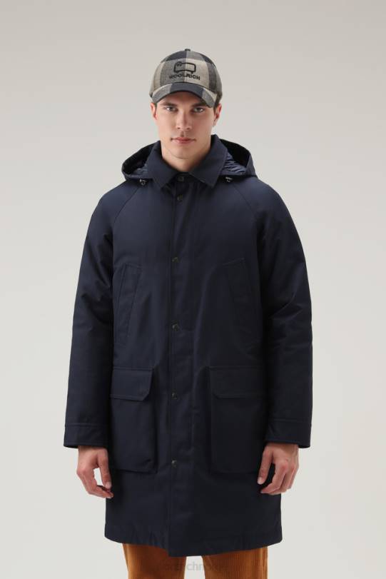autentisk kåpe med raglanermer melton blå menn Woolrich klær 8PBN776
