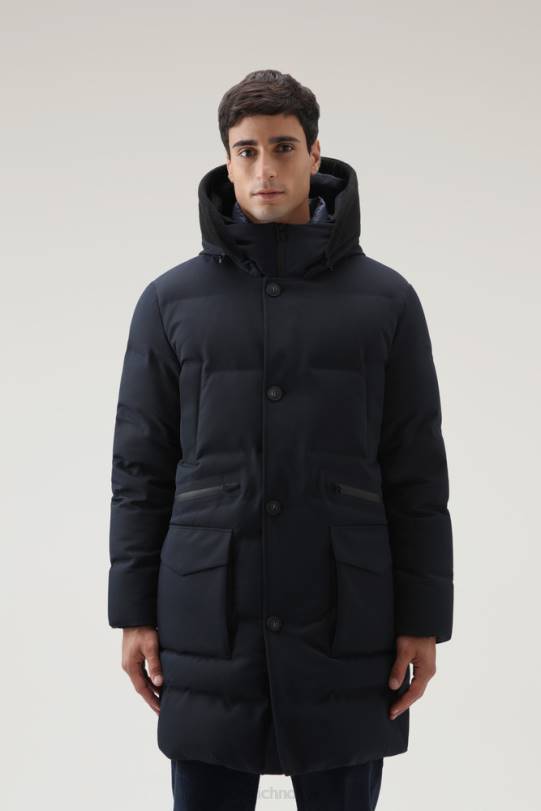 parkas med avtakbar logo ullvisir melton blå menn Woolrich klær 8PBN740