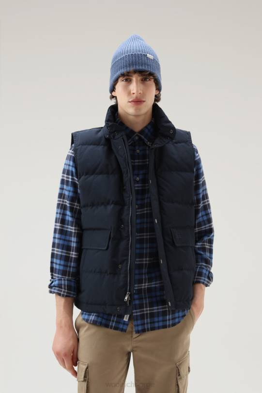 aleutian vest med avtakbar hette melton blå menn Woolrich klær 8PBN774