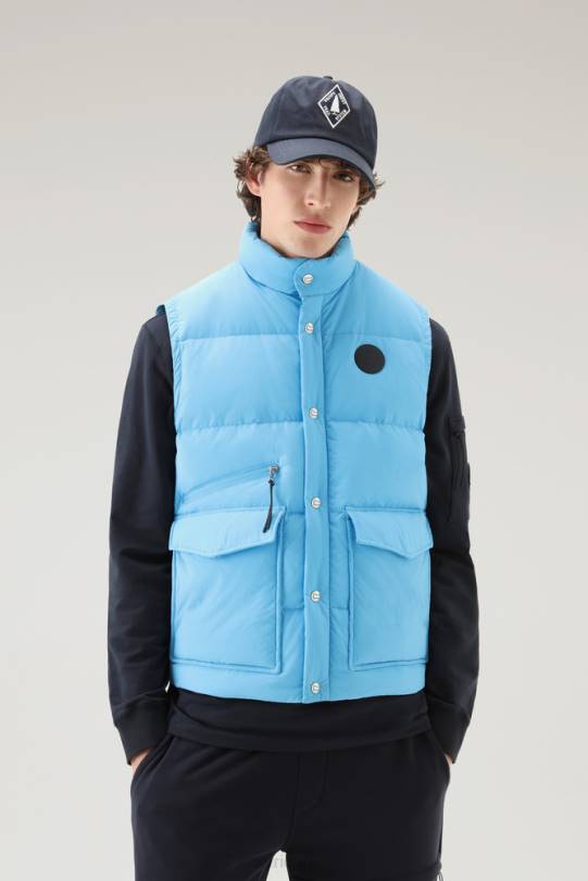 aleutisk vattert vest i resirkulert øko taslan nylon Bonnie blå menn Woolrich klær 8PBN406
