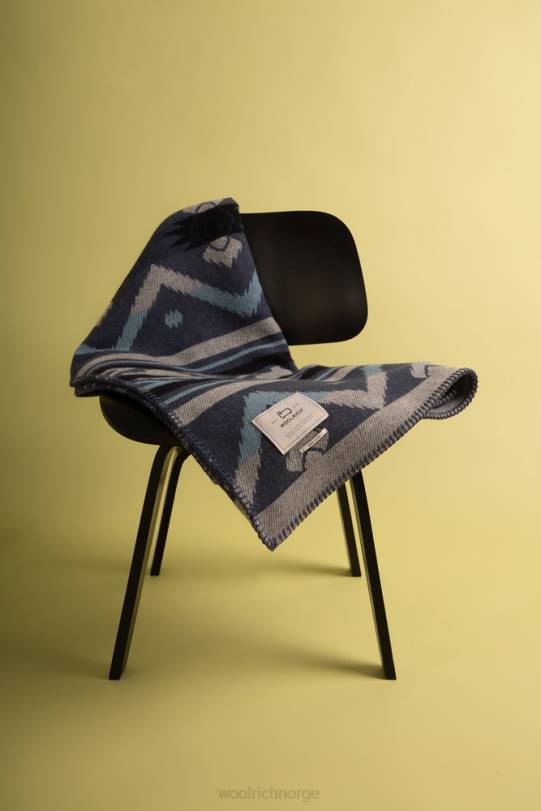 jacquard stripeteppe i ren ull melton blå unisex Woolrich tilbehør 8PBN267