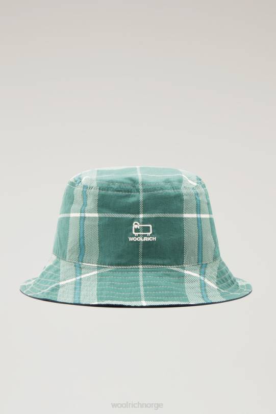 vendbar bøttehatt i ren bomull eviggrønn sjekk unisex Woolrich tilbehør 8PBN82